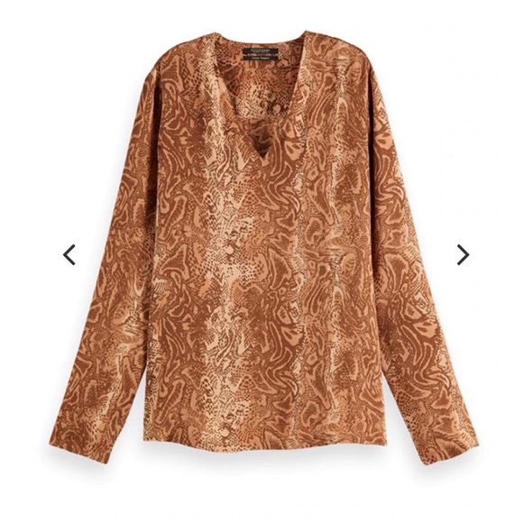 Scotch & Soda Maison Scotch V-neck Viscose Long Sleeves Blouse Size Small - Picture 6 of 8